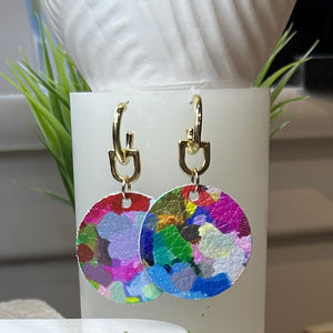 Color full leather earring